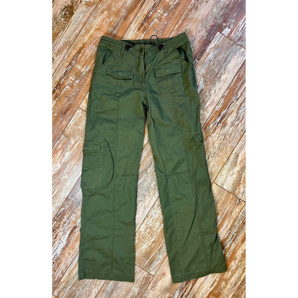 Brandy Melville Olive Green Cargo Pants Straight Leg Utility Pockets Drawstring